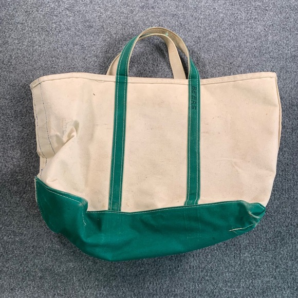 L.L. Bean Handbags - Vintage LL Bean Boat and Tote Canvas Bag Green Large Freeport Maine Beers Tote